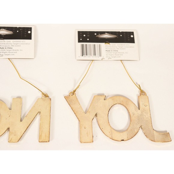 Lot of 2 Target Noel & Joy Word Ornaments Rhinestone Jeweled Christmas Black New - Picture 7 of 7